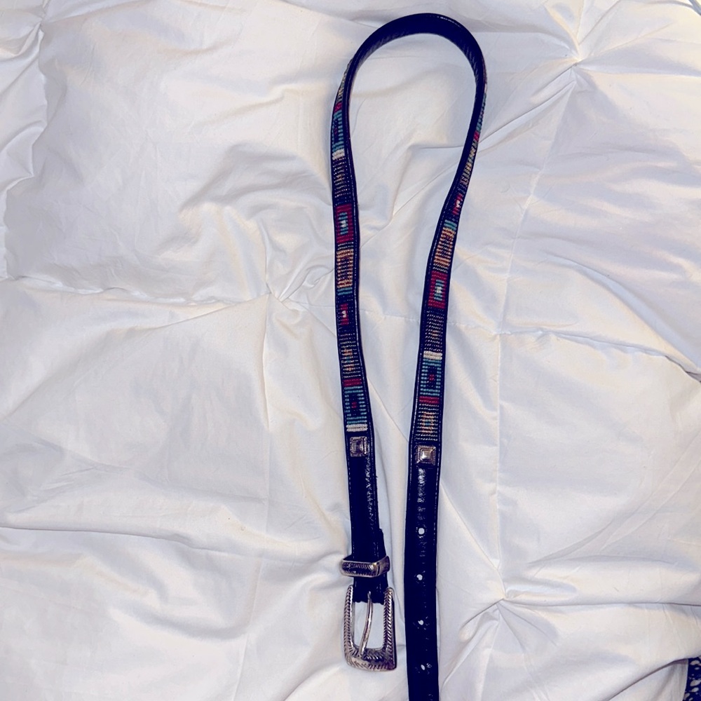 Brighton silver buckle beaded leather belt - Picture 7 of 8